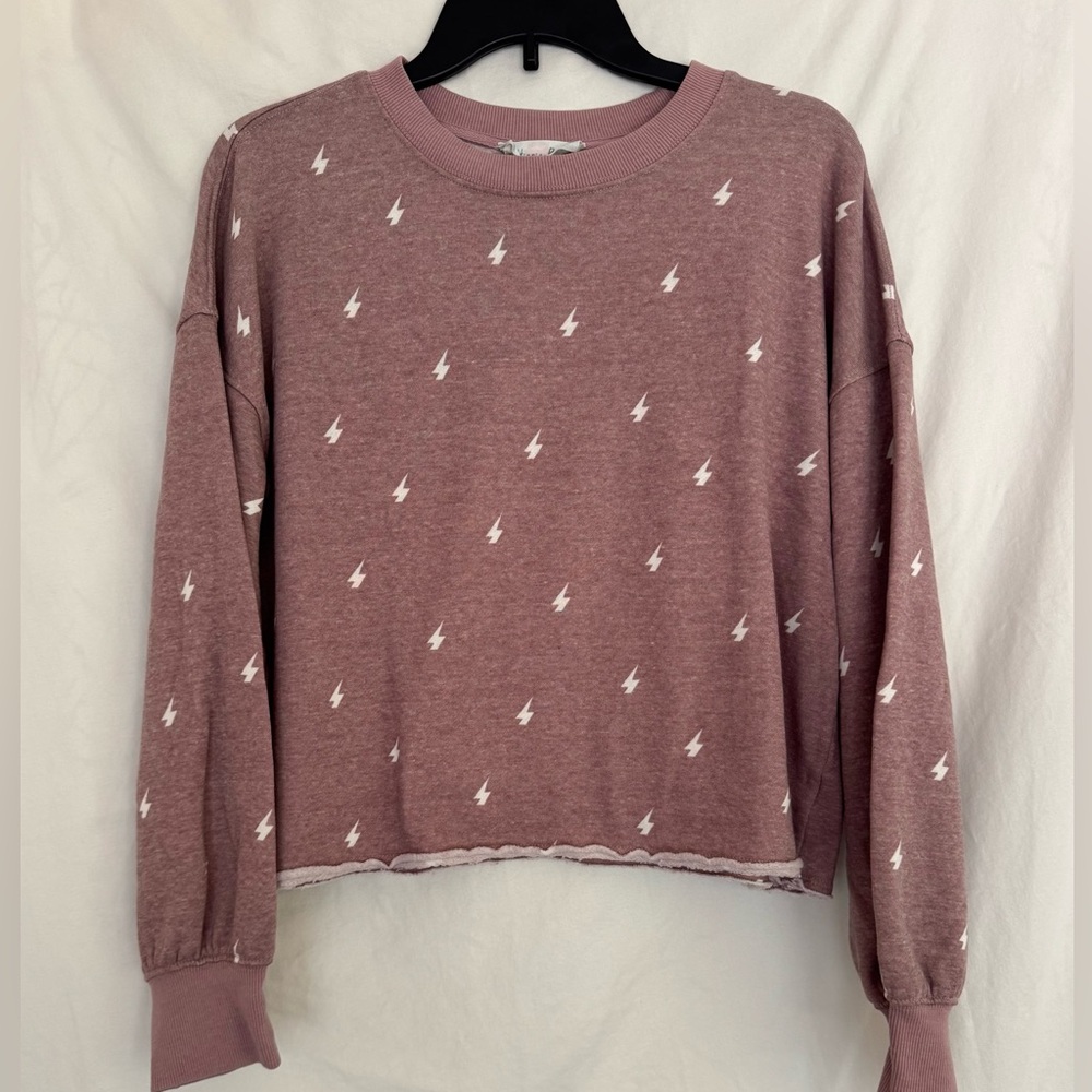 Hippie Rose Mauve Lightning Bolt Crop Sweatshirt